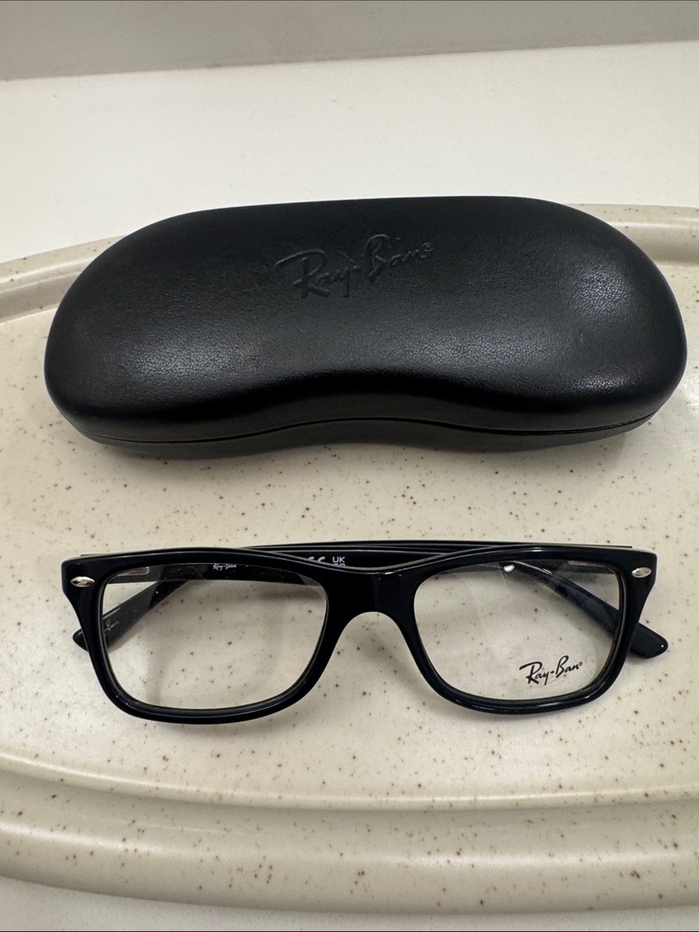 Ray-Ban Black Men’s Rectangular Acetate Glasses with Case